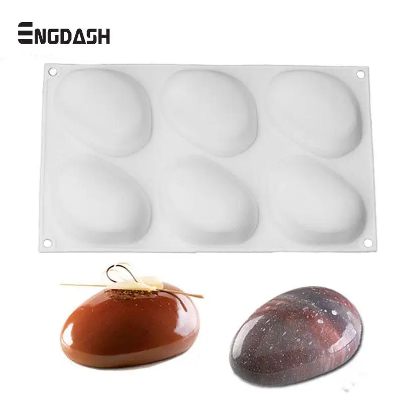 

ENGDASH 1pc 6 Cavity Stone Shape Silicone Cake Mold Baking Pastry Decorating Molds Tools for Soap Muffin Brownie Mousse