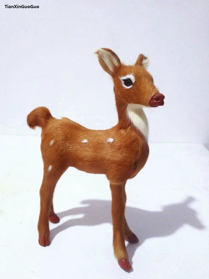 

about 11x15cm simulation sika deer hard model polyethylene& furs deer prop, handicraft home decoration gift s1549