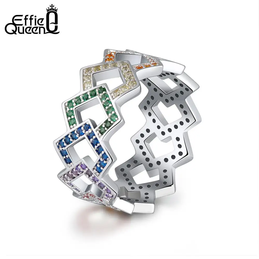 Effie Queen Rainbow Color Rings For Women Geometric Style With AAA Cubic Zircon 6-8 size Anillos Christmas Jewelry Gift DR177
Effie Queen Rainbow Color Rings For Women Geometric Style With AAA Cubic Zircon 6-8 size Anillos Christmas Jewelry Gift DR177