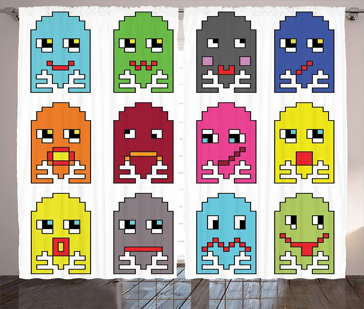 90s Curtains 90's Vintage Video Games Style Cartoon Showing Vary Emotions with Stroke Art Print Living Room Bedroom Decor
90s Curtains 90's Vintage Video Games Style Cartoon Showing Vary Emotions with Stroke Art Print Living Room Bedroom Decor
