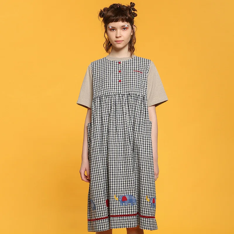 2017 Fashion Retro Cotton Women Dress Sleeveless Harajuku Dress Loose Casual Long Sleeve Dresses Blue Plaid Cloth Embroidery
2017 Fashion Retro Cotton Women Dress Sleeveless Harajuku Dress Loose Casual Long Sleeve Dresses Blue Plaid Cloth Embroidery