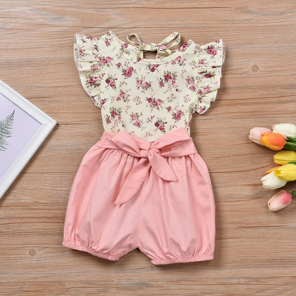 Toddler Baby Girls Sleeveless Floral Print Tops+Solid Bow Shorts Clothes Outfits 2019 NEW Drop Shipping
Toddler Baby Girls Sleeveless Floral Print Tops+Solid Bow Shorts Clothes Outfits 2019 NEW Drop Shipping