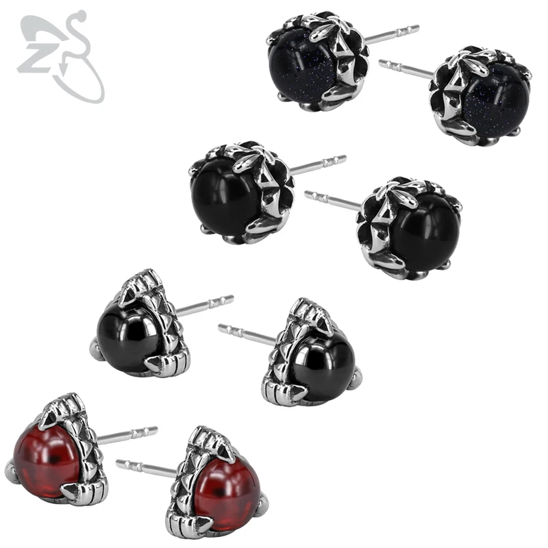 ZS Red/Black Stone Stud Earrings Punk Claw Stainless Steel Earring 1 Pair Hip Hop Earing Rock and Roll Jewelry Accessories 2018
ZS Red/Black Stone Stud Earrings Punk Claw Stainless Steel Earring 1 Pair Hip Hop Earing Rock and Roll Jewelry Accessories 2018