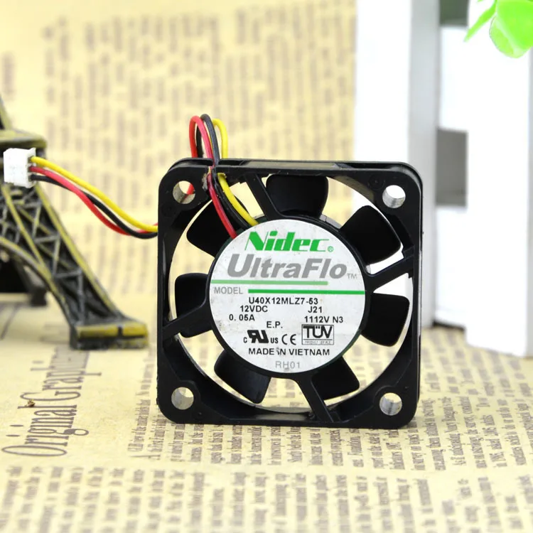 Ультратихий охлаждающий вентилятор Nidec U40X12MLZ7 53 4 см 40*40*10 мм 4010 DC 12V 0.05A 3