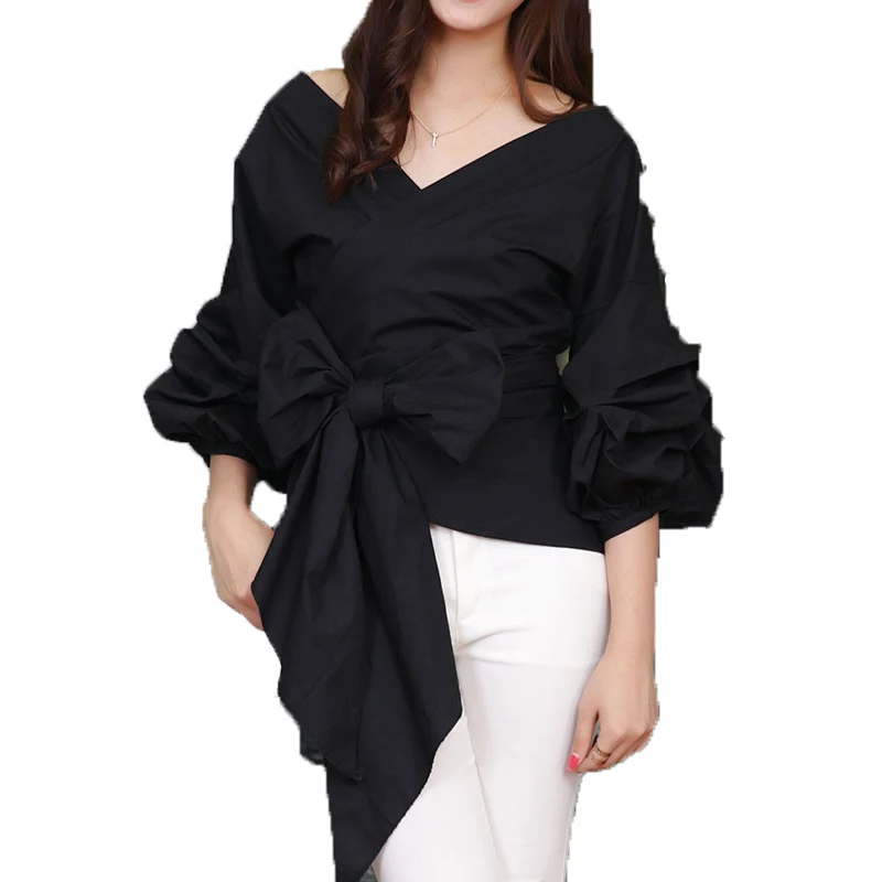 HIGH QUALITY Newest Fashion 2019 Runway Designer Style Women's Big Lantern Sleeve V-neck Bow Loose Top Shirt
HIGH QUALITY Newest Fashion 2019 Runway Designer Style Women's Big Lantern Sleeve V-neck Bow Loose Top Shirt