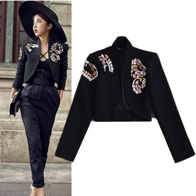 2019 Spring Autumn Women Short Coats Formal Workwear Shiny Diamonds Coats Black Cool Cardigan Feminina Party Outwear Tops NS568
2019 Spring Autumn Women Short Coats Formal Workwear Shiny Diamonds Coats Black Cool Cardigan Feminina Party Outwear Tops NS568