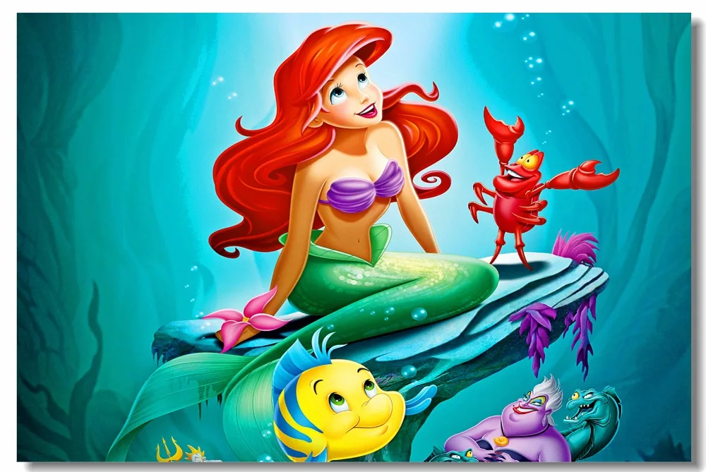 

The Little Mermaid Poster Little Mermaid Princess Wall Stickers Fairy Tale Wallpaper Mural Kids Christmas Home Decoration #2575#