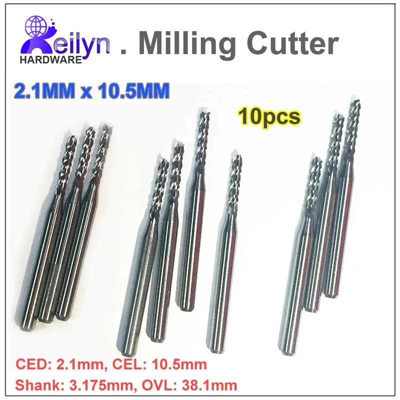 2.1x10.5x3.175mm 10pcs Carbide end mill PCB milling cutter CNC cutter mini drill bit Tungsten Carbide router PCB routering tool
2.1x10.5x3.175mm 10pcs Carbide end mill PCB milling cutter CNC cutter mini drill bit Tungsten Carbide router PCB routering tool