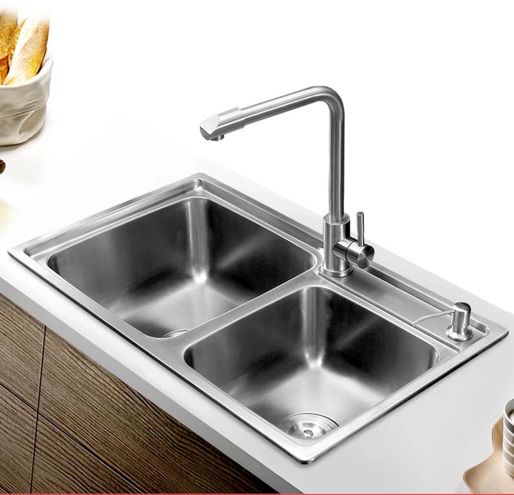 Double kitchen 304 stainless steel sink bag sink one thickening basin double basin sink LU4241
Double kitchen 304 stainless steel sink bag sink one thickening basin double basin sink LU4241