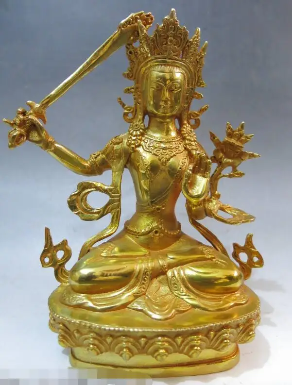 S06038 8" China Tibet bronze gild buddhism sculpture Manjusri Buddisattva buddha Statue
S06038 8" China Tibet bronze gild buddhism sculpture Manjusri Buddisattva buddha Statue