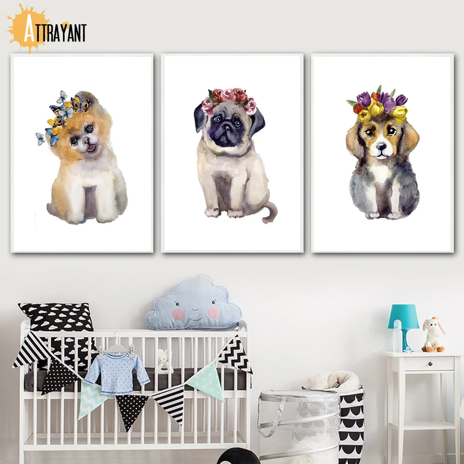 Watercolor Cute Pet Pug Dog Flower Animal Print Wall Art Canvas Painting Nordic Posters And Prints Wall Pictures Kids Room Decor
Watercolor Cute Pet Pug Dog Flower Animal Print Wall Art Canvas Painting Nordic Posters And Prints Wall Pictures Kids Room Decor