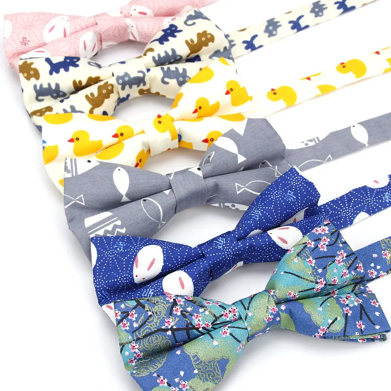 KR1133-1139 Men's Bow Tie Adjustable 100% Cotton Butterfly Cravat Animal Cat Fish Duck Print Bowtie Tuxedo Bows Male Accessories
KR1133-1139 Men's Bow Tie Adjustable 100% Cotton Butterfly Cravat Animal Cat Fish Duck Print Bowtie Tuxedo Bows Male Accessories