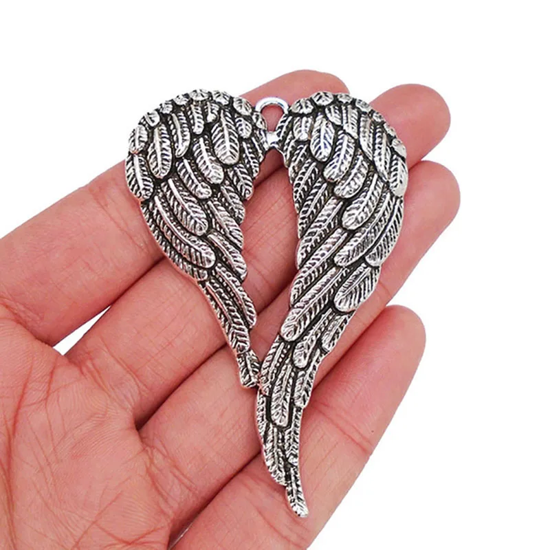 4 x Antique Silver Tone Large Angel Wings Feather Charms Pendants for Necklace Jewelry Making Findings 69x47mm
4 x Antique Silver Tone Large Angel Wings Feather Charms Pendants for Necklace Jewelry Making Findings 69x47mm
