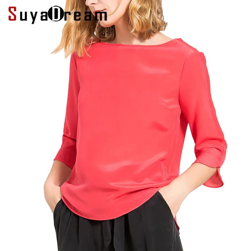 SILK Women T SHIRT 3/4 sleeve Solid chiffon T shirt 100% Natural silk casual Top Blusas femininas Spring Summer White Red Green
SILK Women T SHIRT 3/4 sleeve Solid chiffon T shirt 100% Natural silk casual Top Blusas femininas Spring Summer White Red Green