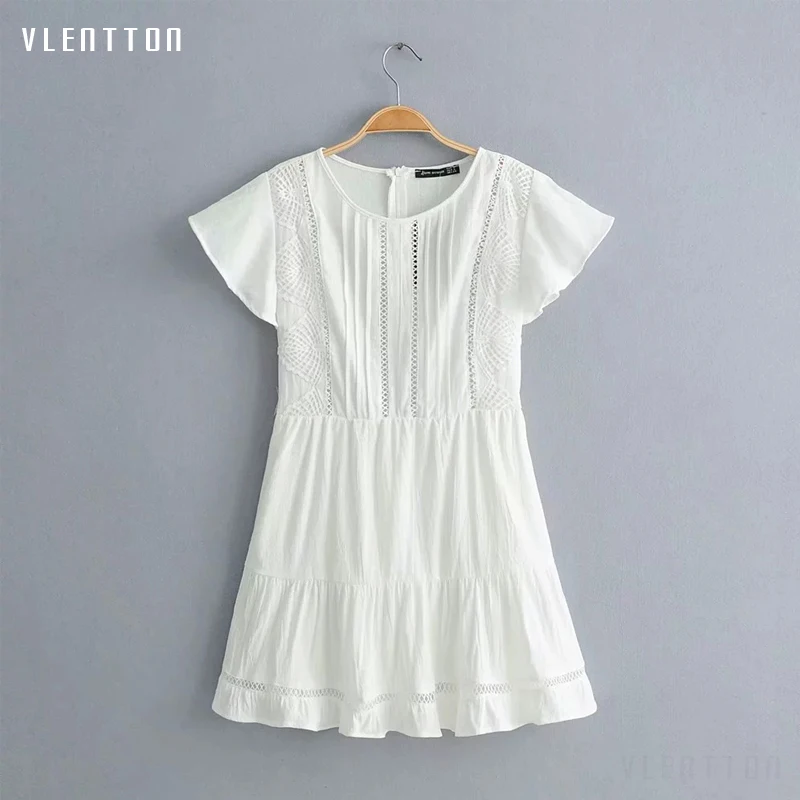 Summer New White Sexy Lace Hollow Out Women's Beach Dresses Short sleeve Ruffles High waist Mini A-Line Dress For Women Vestidos
Summer New White Sexy Lace Hollow Out Women's Beach Dresses Short sleeve Ruffles High waist Mini A-Line Dress For Women Vestidos