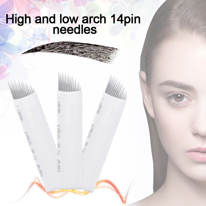 Microblading Needles High Low Arc 14Pin 50Pcs Eyebrow Permanent Makeup 3D Embroidery Blades for Tattoo Manual Pen Pigment Supply
Microblading Needles High Low Arc 14Pin 50Pcs Eyebrow Permanent Makeup 3D Embroidery Blades for Tattoo Manual Pen Pigment Supply