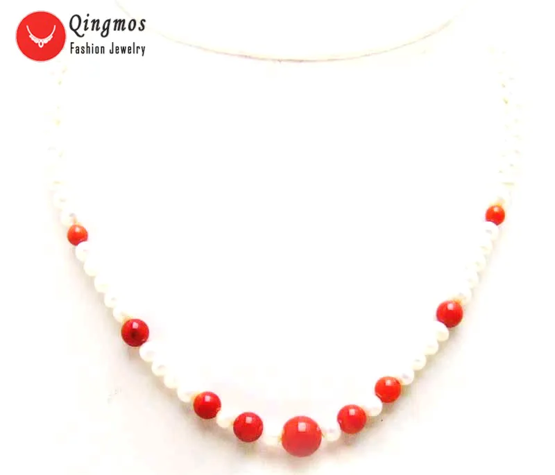 Qingmos Natural Pearl Necklace for Women with 5mm Round White Pearl 17" Chokers Necklace & Red Coral Pendant Necklace Jewelry
Qingmos Natural Pearl Necklace for Women with 5mm Round White Pearl 17" Chokers Necklace & Red Coral Pendant Necklace Jewelry