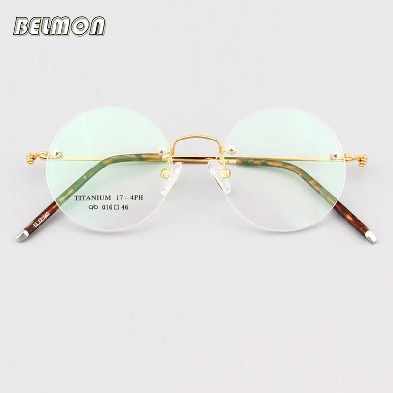 Belmon Titanium Spectacle Frame Men Women Rimless Vintage Round Eyeglasses Computer Optical Glasses Clear Lens Frame RS2222
Belmon Titanium Spectacle Frame Men Women Rimless Vintage Round Eyeglasses Computer Optical Glasses Clear Lens Frame RS2222