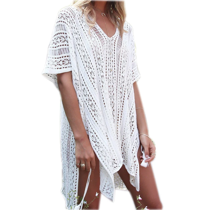 

Sexy Beach Cover up White Crochet Robe de Plage Pareos for Women Swim Wear Saida de Praia Beachwear Coverups New Arrivals