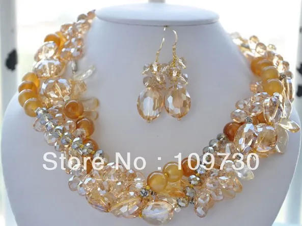 FREE SHIPPING>>>@ Jewelry 00488 4strands 18" champagne citrine agate glisten crystal NECKLACE Earring
FREE SHIPPING>>>@ Jewelry 00488 4strands 18" champagne citrine agate glisten crystal NECKLACE Earring
