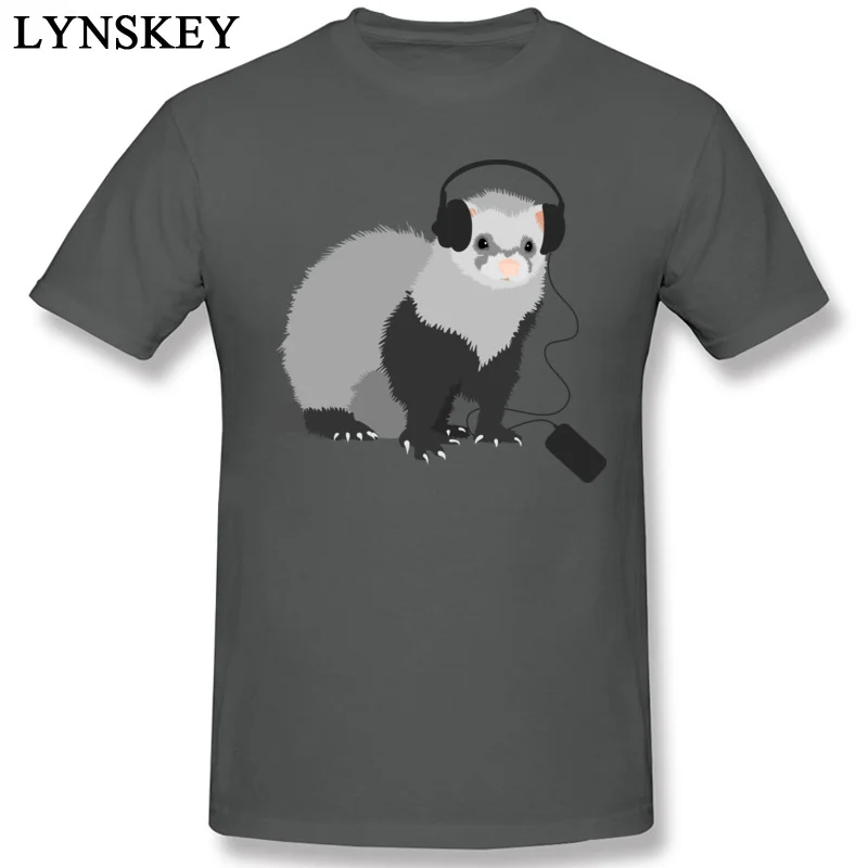 High Quality Street T Shirts 100% Cotton Funny Music Loving Ferret Round Neck Men Tops T Shirt Birthday Summer Fall Tee Shirts carbon