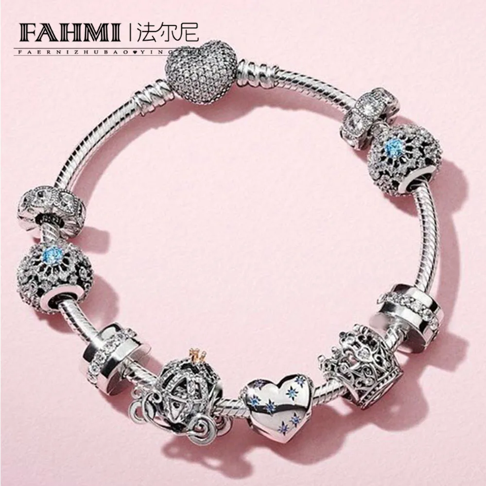 FAHMI 100% 925 Sterling Silver 1:1 Classic Fairy Tale Snowflake DREAM Pompoen Koets CHARM Crown Beaded Bracelet Set
FAHMI 100% 925 Sterling Silver 1:1 Classic Fairy Tale Snowflake DREAM Pompoen Koets CHARM Crown Beaded Bracelet Set