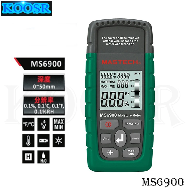 Mastech MS6900 higrometre Mini Digital Moisture Meter Wood/ Lumber/Concrete Buildings Humidity Tester with LCD Display
Mastech MS6900 higrometre Mini Digital Moisture Meter Wood/ Lumber/Concrete Buildings Humidity Tester with LCD Display