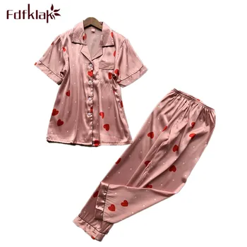 Fdfklak 2019 New summer pajamas women print silk sleepwear pijamas set female short sleeve sleep home wear pijama pyjama femme
Fdfklak 2019 New summer pajamas women print silk sleepwear pijamas set female short sleeve sleep home wear pijama pyjama femme