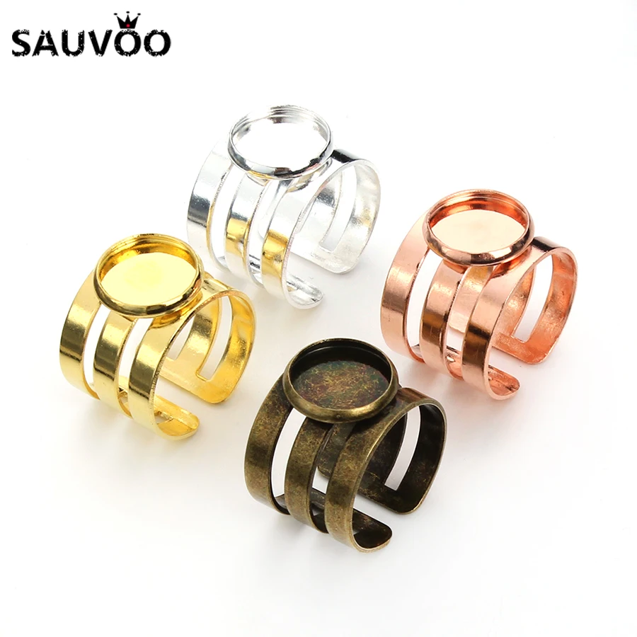 5pcs New Adjustable Ring Base Blank Rings Trays Settings Cooper Material 12mm Glass Cabochon Bezels for DIY Jewelry Making | Украшения и