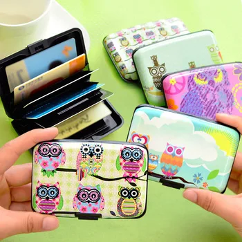 L39 Kawaii Owl 7 Pockets Plastic Box Design Card Holder Credit / Bank Card Case Wallet Business Card Storage