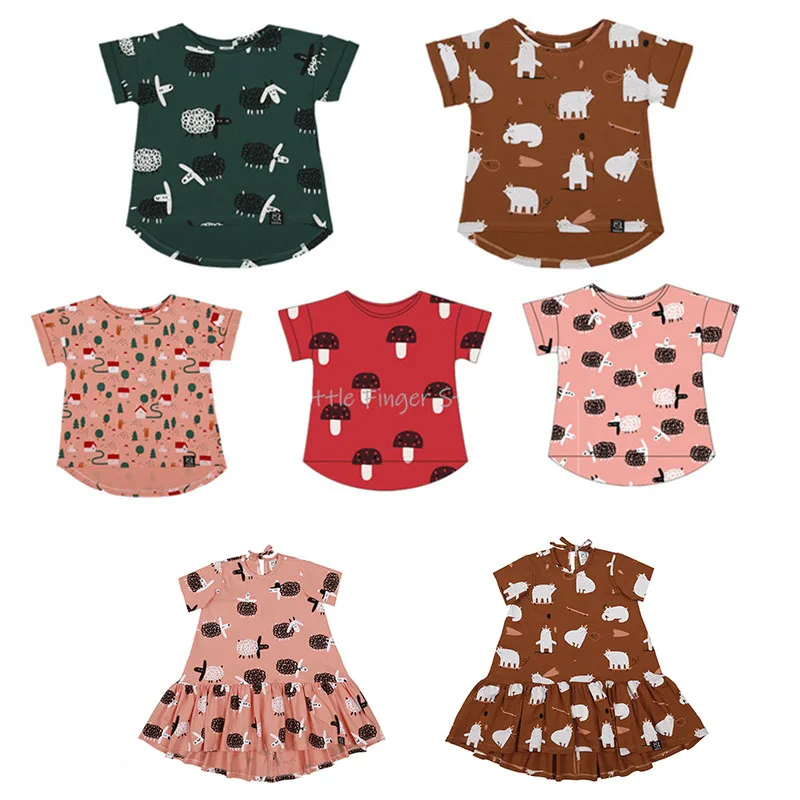 

EnkeliBB Brother and Sister Matching Clothing Toddler Summer T Shirt For Boys Girls Cartoon Print Lovely Short Sleeve Tops Baby