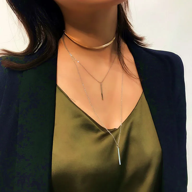 Simple Multilayers Chain Bar Chokers Necklace For Women Personality Snake Chain Geometric Pendant & Neck Collar Female Wholesale
Simple Multilayers Chain Bar Chokers Necklace For Women Personality Snake Chain Geometric Pendant & Neck Collar Female Wholesale