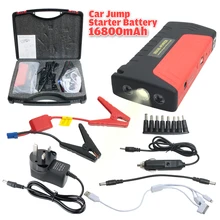 600A 16800Mah Portable Car Jump Starter Battery Booster Phone Power Bank Smart Charging Port Led Light Red
