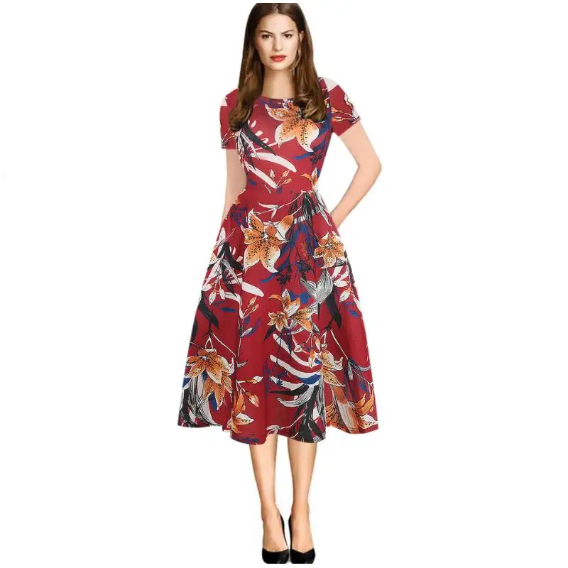 Women casual knee-length dress new arrival Short sleeve printing summer dress for offical lady Women loose vestidos G27
Women casual knee-length dress new arrival Short sleeve printing summer dress for offical lady Women loose vestidos G27