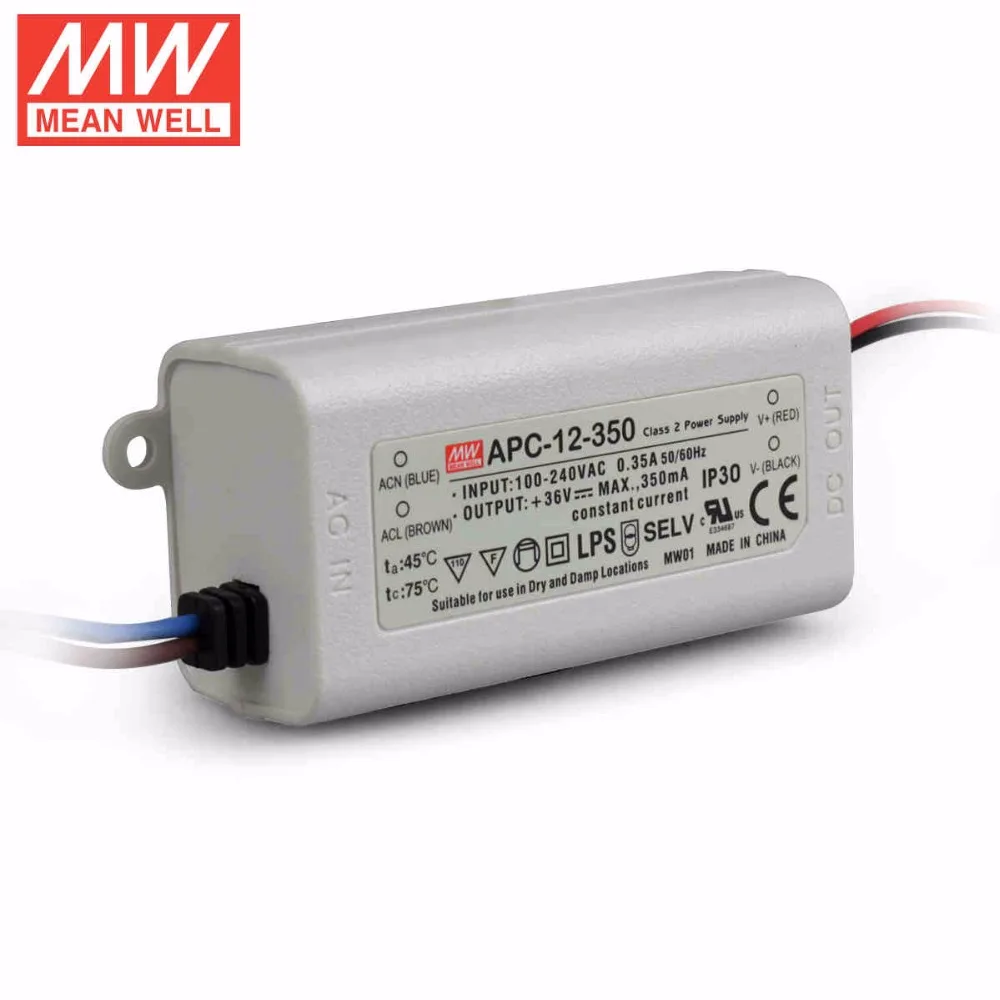 Mean Well APC-12-350 12 Вт 9 ~ 36 В 350мА светодиодный водонепроницаемый драйвер Один выход