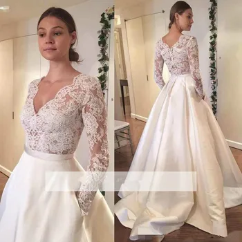 Long Sleeves Vestido De Noiva Grace Muslim Wedding Dresses A-line V-neck Lace Dubai Arabic Boho Wedding Gown Bridal Dresses
Long Sleeves Vestido De Noiva Grace Muslim Wedding Dresses A-line V-neck Lace Dubai Arabic Boho Wedding Gown Bridal Dresses