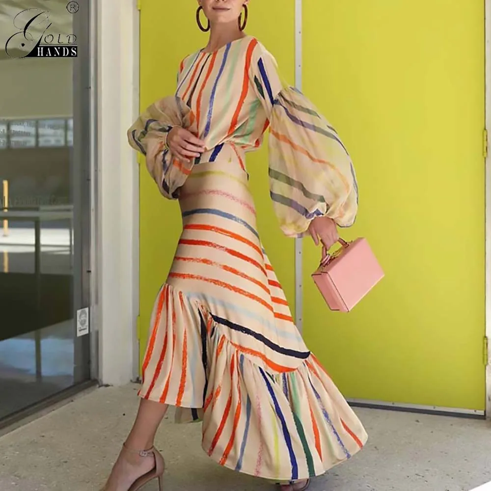 Gold Hands Unique Design Sexy Party Maxi Dress Asymmetrical Striped Fashion Casual Dress Ruffles Butterfly Sleeve Dresses 2019
Gold Hands Unique Design Sexy Party Maxi Dress Asymmetrical Striped Fashion Casual Dress Ruffles Butterfly Sleeve Dresses 2019