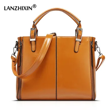 LANZHIXIN Large Oil Wax Leather Bag Famous Brand Women Bags Desginer Splicing Leather Handbags Tote Shoulder Bags for Women 2018 
LANZHIXIN Large Oil Wax Leather Bag Famous Brand Women Bags Desginer Splicing Leather Handbags Tote Shoulder Bags for Women 2018