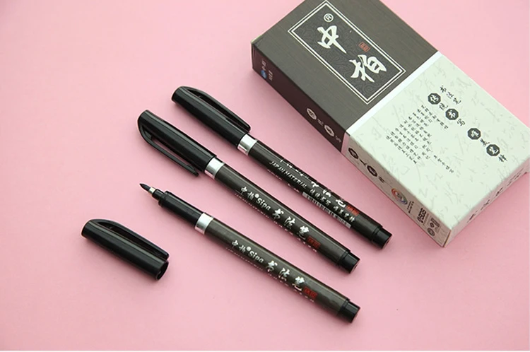 3 pcs/lot Calligraphy Pen Japan Material Brush for Signature Chinese Words Learning Stationery Art Marker Pens School Supplies 12