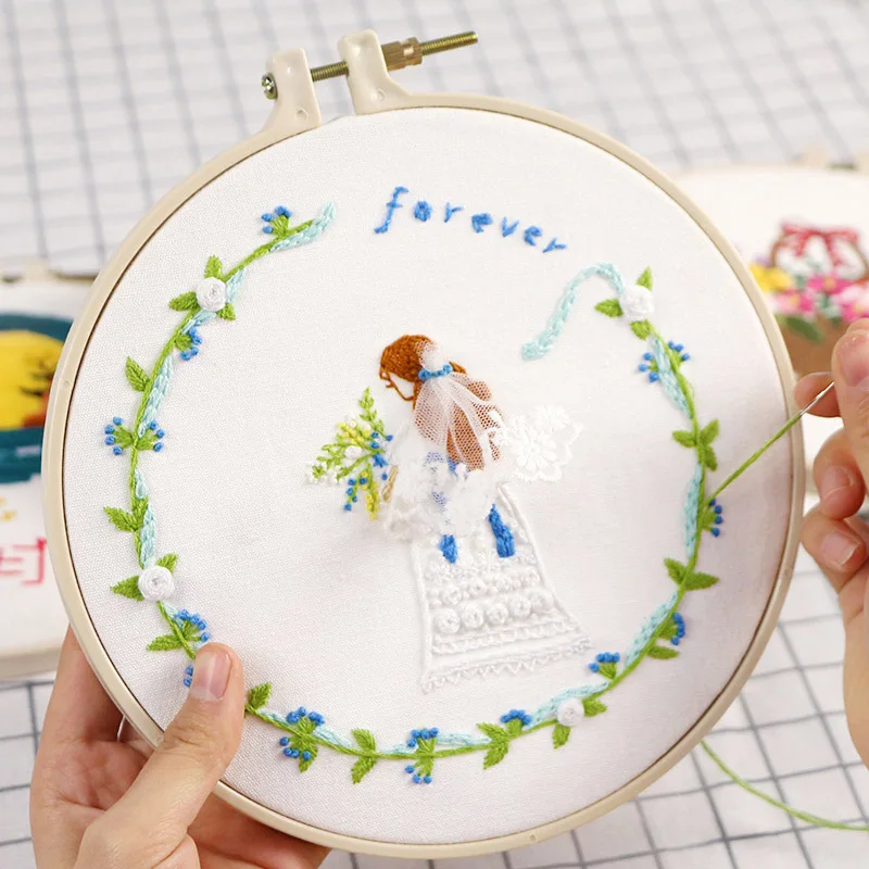 DIY Bride Flower Embroidery Accessories Kits Needlework for Beginner Cross Stitch with Embroidery Hoop Weeding Home Decor Gift
DIY Bride Flower Embroidery Accessories Kits Needlework for Beginner Cross Stitch with Embroidery Hoop Weeding Home Decor Gift