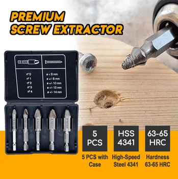 Premium Screw Extractor Set Wood Screw Carpenter's Screwdriver Broken Head Slide Screw Remover Extractor Thread Tool Drilling
Premium Screw Extractor Set Wood Screw Carpenter's Screwdriver Broken Head Slide Screw Remover Extractor Thread Tool Drilling