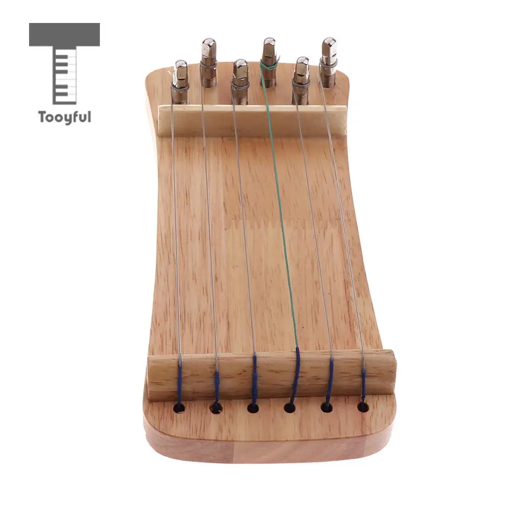 Tooyful Exquisite Solid Wood Mini 6 String Guzheng Chinese Zither Hand Trainer Gu Zheng Finger-training Exerciser
