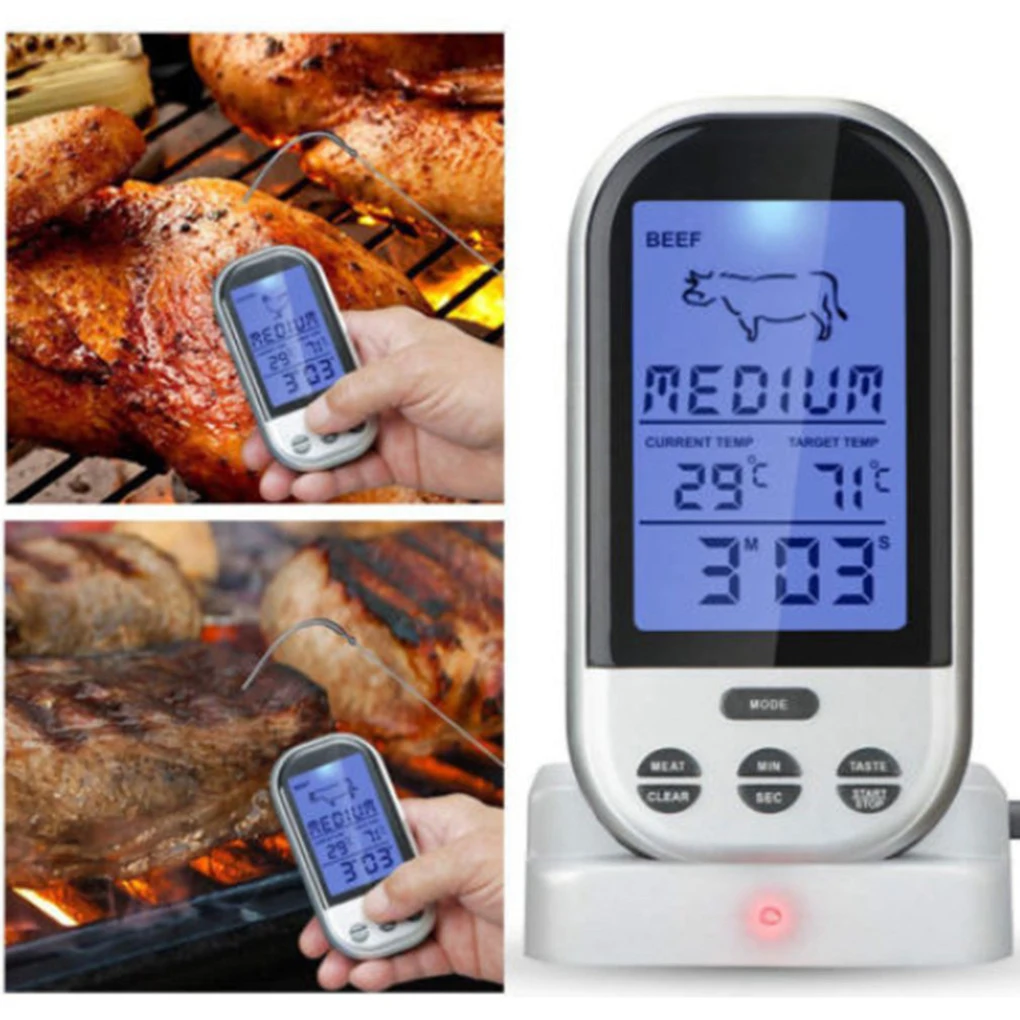 LCD Screen Display Practical Digital Wireless Barbecue BBQ Meat Thermometer Remote Grill Cooking Food Probe Tools
LCD Screen Display Practical Digital Wireless Barbecue BBQ Meat Thermometer Remote Grill Cooking Food Probe Tools