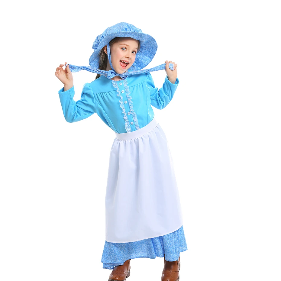 2019 new Halloween blue soft skin-friendly children's dress British pioneer girl dress Colonial pioneers girls costumes
2019 new Halloween blue soft skin-friendly children's dress British pioneer girl dress Colonial pioneers girls costumes