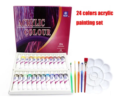 Water-resistant 24 Colors 12ML Tube Acrylic Paint set stationery set color with 5paint brush palette Art Painting fabric set
Water-resistant 24 Colors 12ML Tube Acrylic Paint set stationery set color with 5paint brush palette Art Painting fabric set