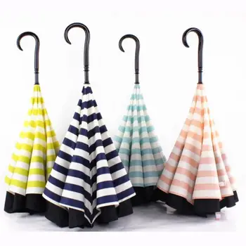 Navy Stripe Inverted Umbrellas C-shape J-shape Handle Waterproof Double Layer Reverse Car Umbrella Paraguas Rain Umbrella SN1093 
Navy Stripe Inverted Umbrellas C-shape J-shape Handle Waterproof Double Layer Reverse Car Umbrella Paraguas Rain Umbrella SN1093