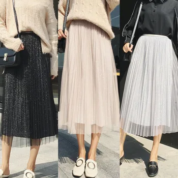 2019 New Spring Summer Tulle Skirts Womens Fashion Shining Star Mesh Tutu Skirt Pleated Elegant Office Long Skirts Midi Skirts
2019 New Spring Summer Tulle Skirts Womens Fashion Shining Star Mesh Tutu Skirt Pleated Elegant Office Long Skirts Midi Skirts