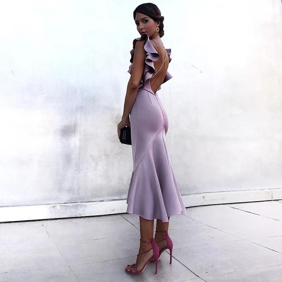 5 Colros Elastic fabric Women's Mid-calf Mermaid Fashion Dress V-Neck Ruffles Elegant Evening Party Dress
5 Colros Elastic fabric Women's Mid-calf Mermaid Fashion Dress V-Neck Ruffles Elegant Evening Party Dress