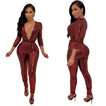 Spring Summer Women Jumpsuit Bodycon Playsuit Bodysuit Overalls Rompers Plus Size Sequin V Neck Long Sleeve Sexy Jumpsuits
Spring Summer Women Jumpsuit Bodycon Playsuit Bodysuit Overalls Rompers Plus Size Sequin V Neck Long Sleeve Sexy Jumpsuits