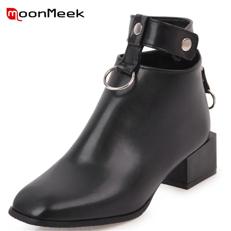 MoonMeek HOT sale 2020 popular white+black ankle boots square toe pu leather woman boots med heel casual zipper boots ladies
MoonMeek HOT sale 2020 popular white+black ankle boots square toe pu leather woman boots med heel casual zipper boots ladies